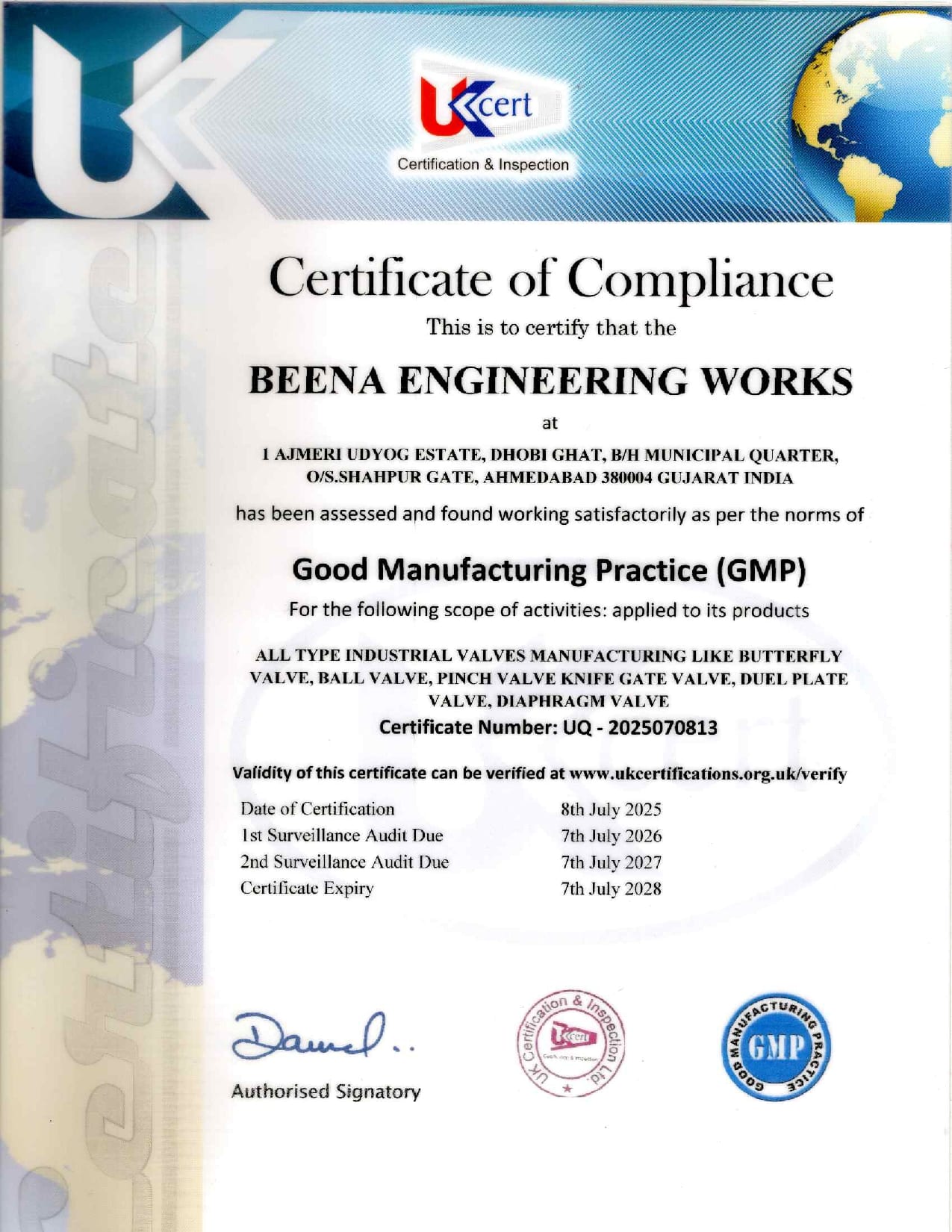 GMP certificate